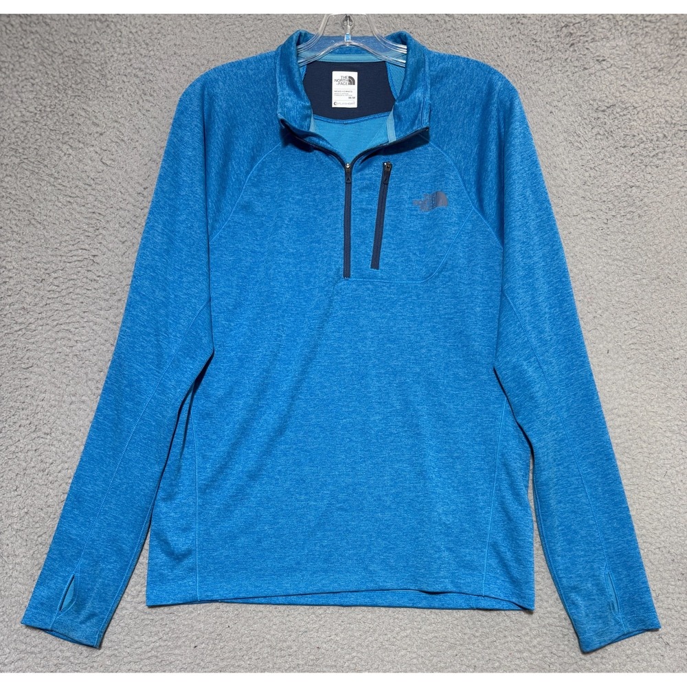 The North Face Flashdry 1/4 Zip Long Sleeve sweater Mens Medium Blue
